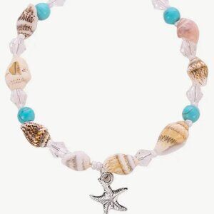 chic boho starfish with synthetic turquoise and shell beads